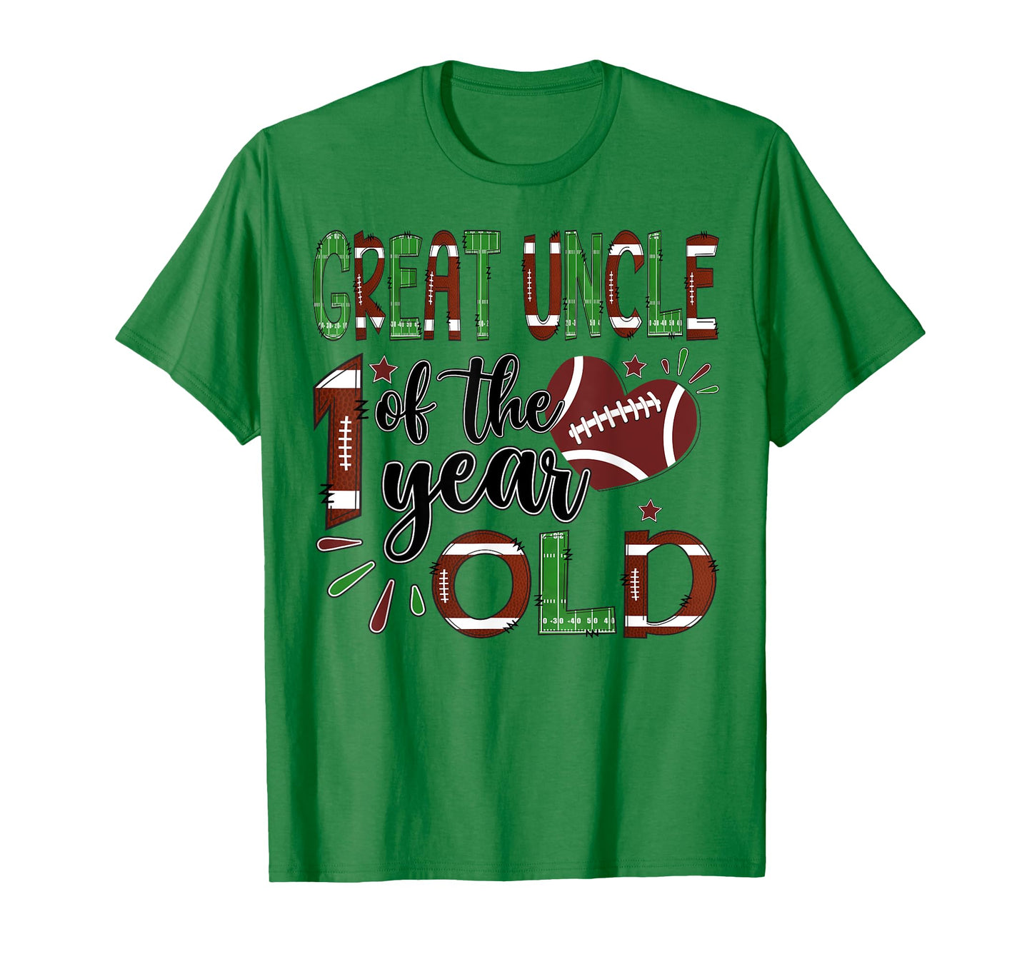 Great Uncle Of The 1 Year Old Football 1St Year Down Bday T-Shirt