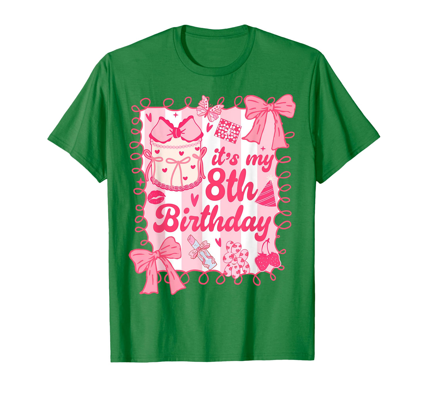 Kid It's My 8th Birthday Coquette Aesthetic 8 Years Old Girl T-Shirt