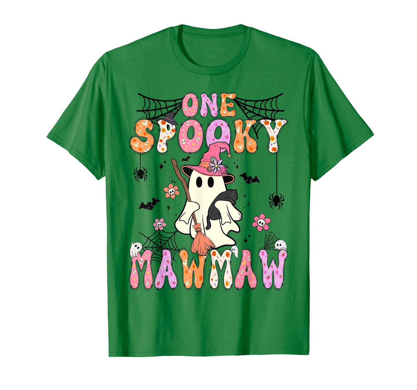 Groovy One Spooky Mawmaw Retro Halloween Cute Ghost T-Shirt