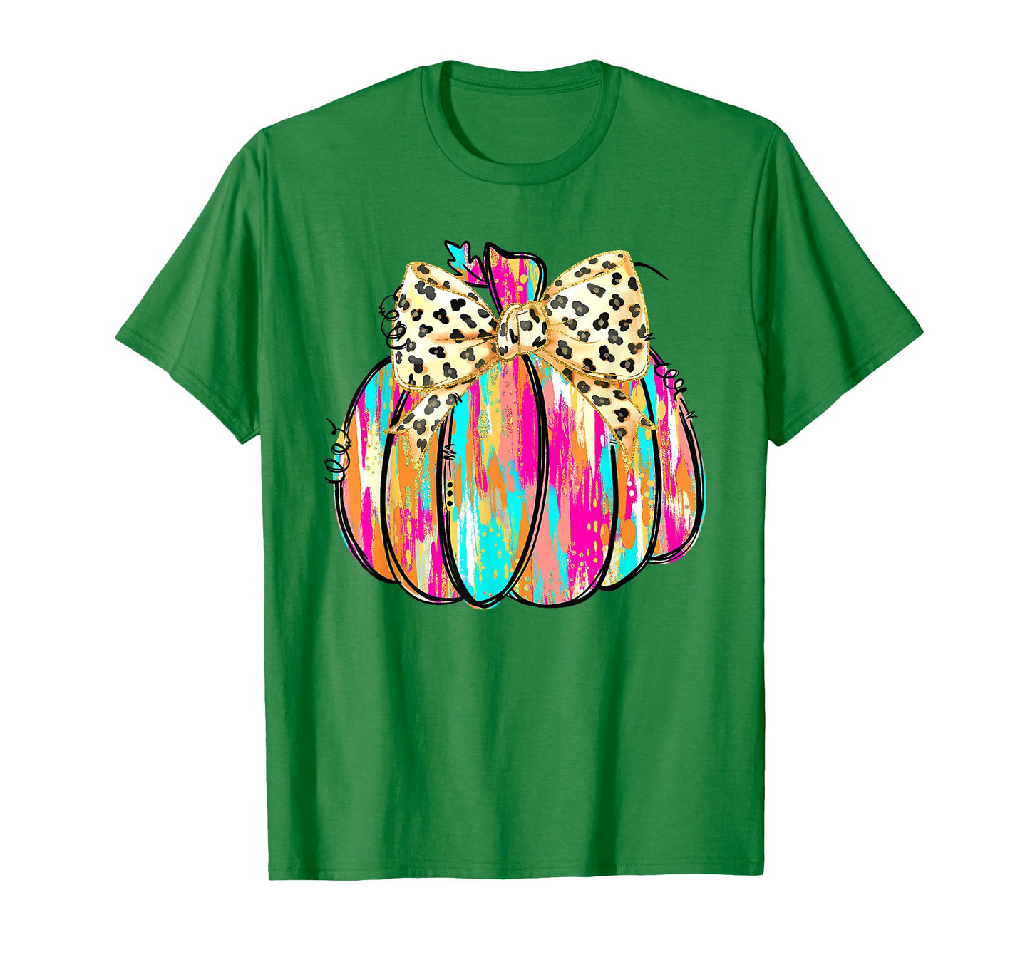 Coquette Bow Pumpkin Season Autumn Fall Leaves Thanksgiving T-Shirt