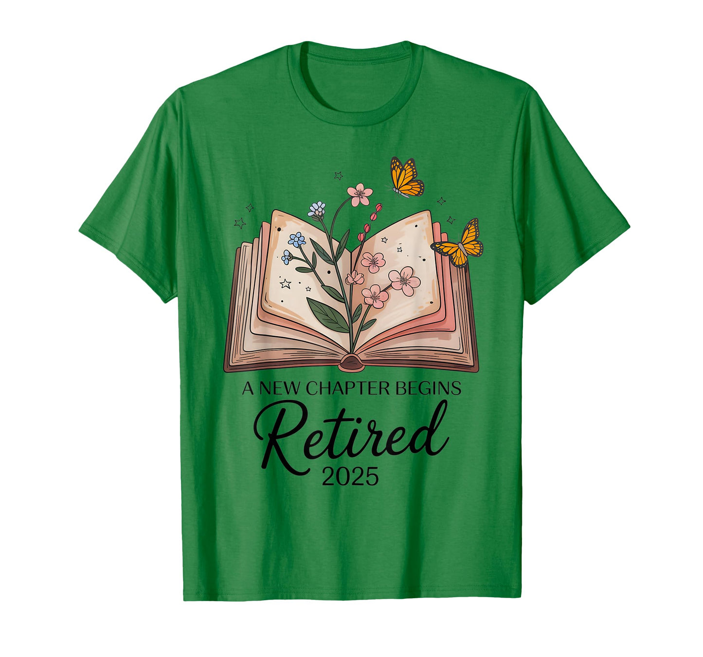 Retired 2025 A New Chapter Begins Retirement Teacher Book T-Shirt