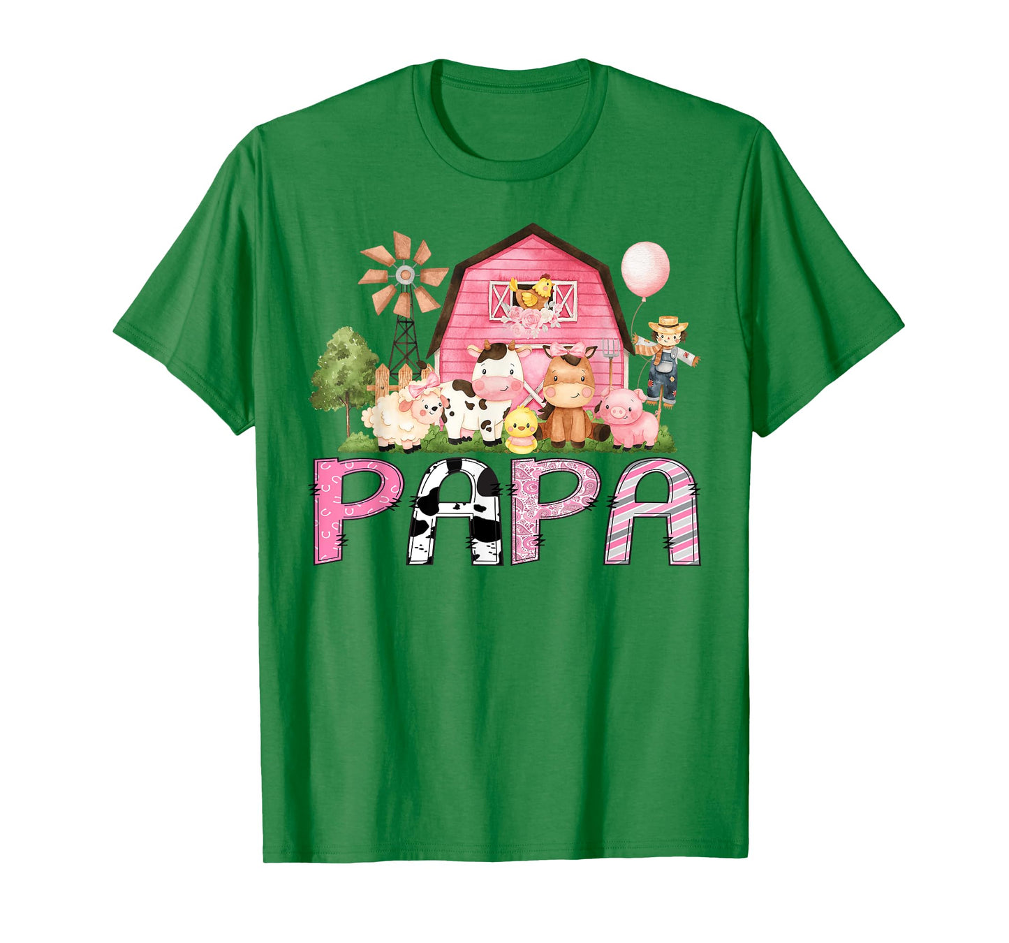 Papa Pink Farm Cow Lover Birthday Girl Matching T-Shirt