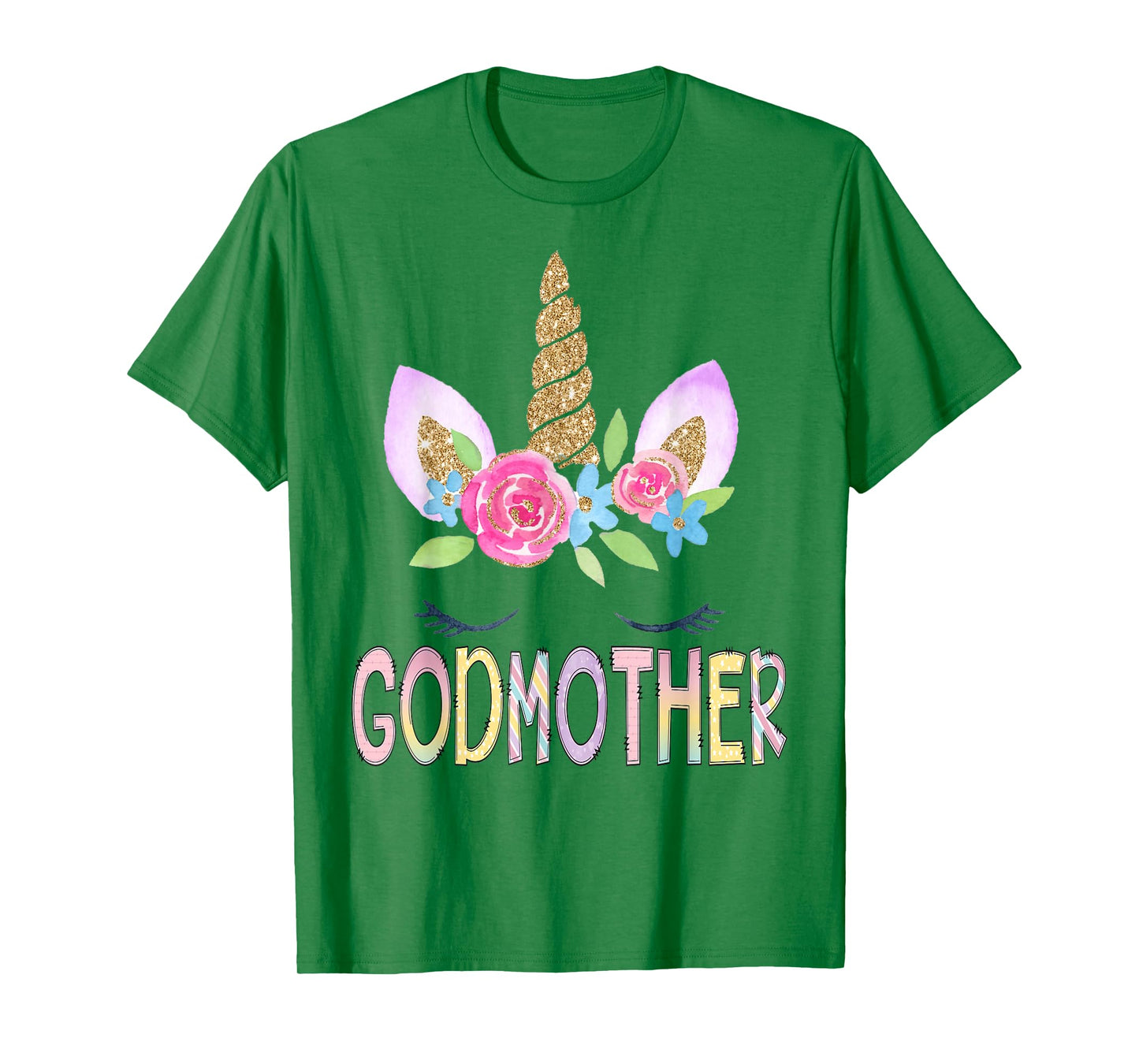 Godmother Unicorn Floral Birthday Girl Family Matching T-Shirt