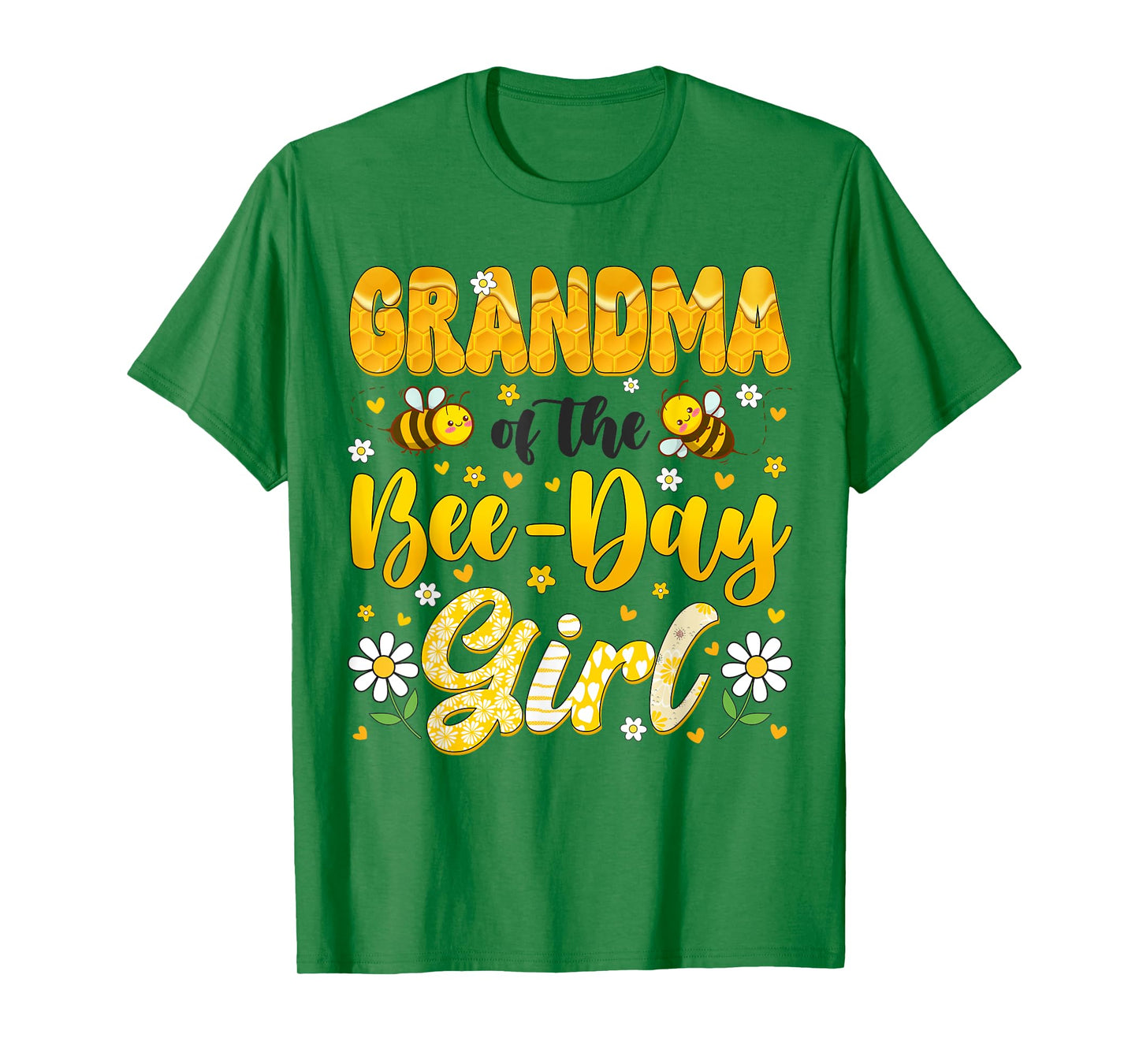 Grandma Of The Bee Day Girl Flower Birthday Family Matching T-Shirt