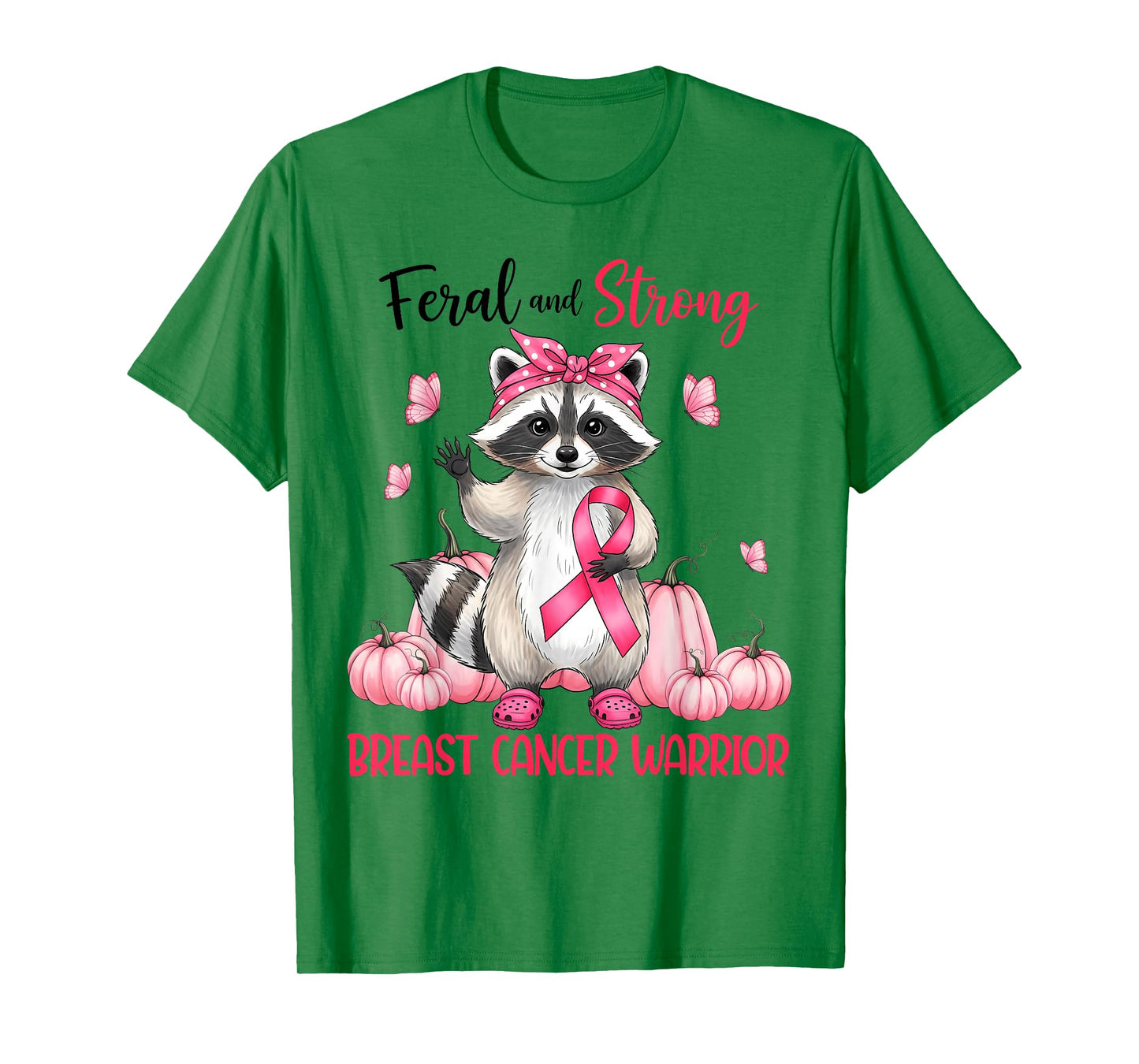 Cute Racoon Strong Pink Ribbon Breast Cancer Awareness T-Shirt