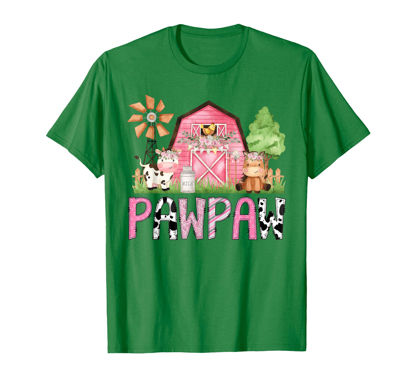Pawpaw Pink Farm Animal Birthday Kids Matching Family T-Shirt