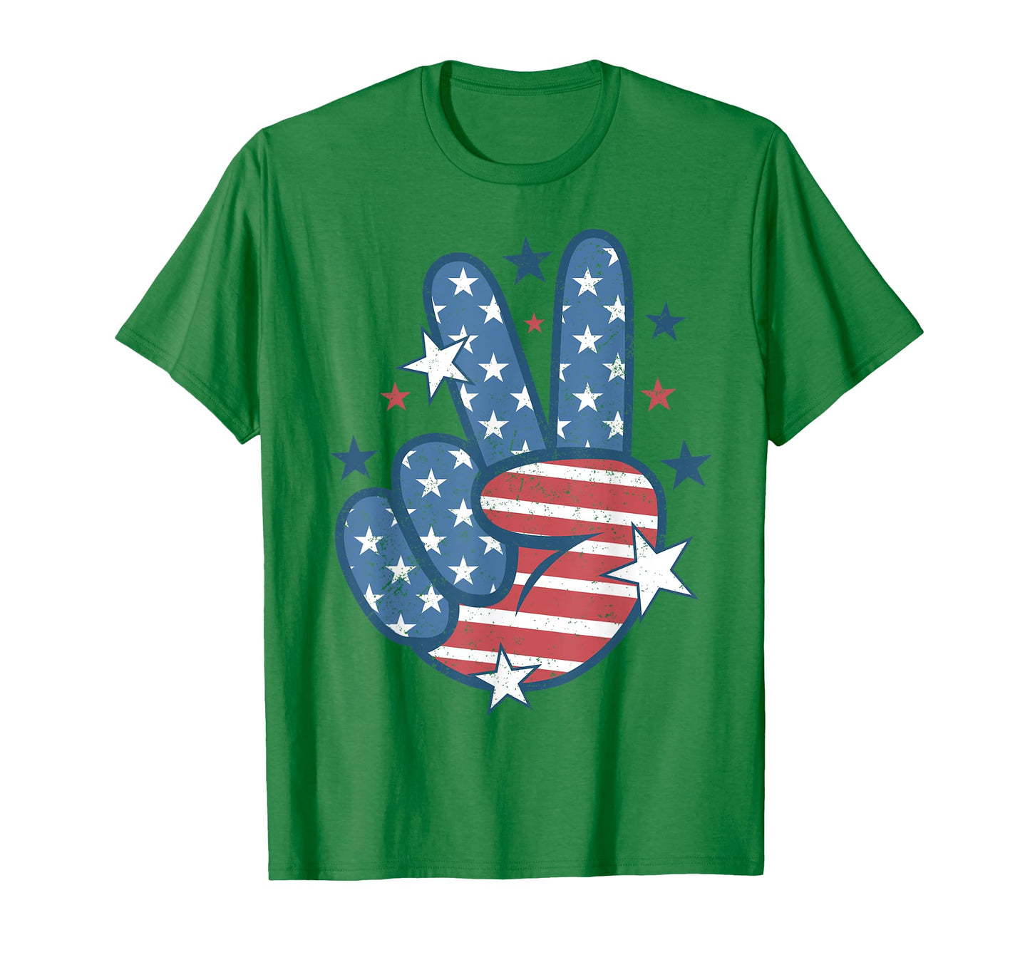 Peace Sign Hand USA Flag 4th of July Patriotic Men Women T-Shirt