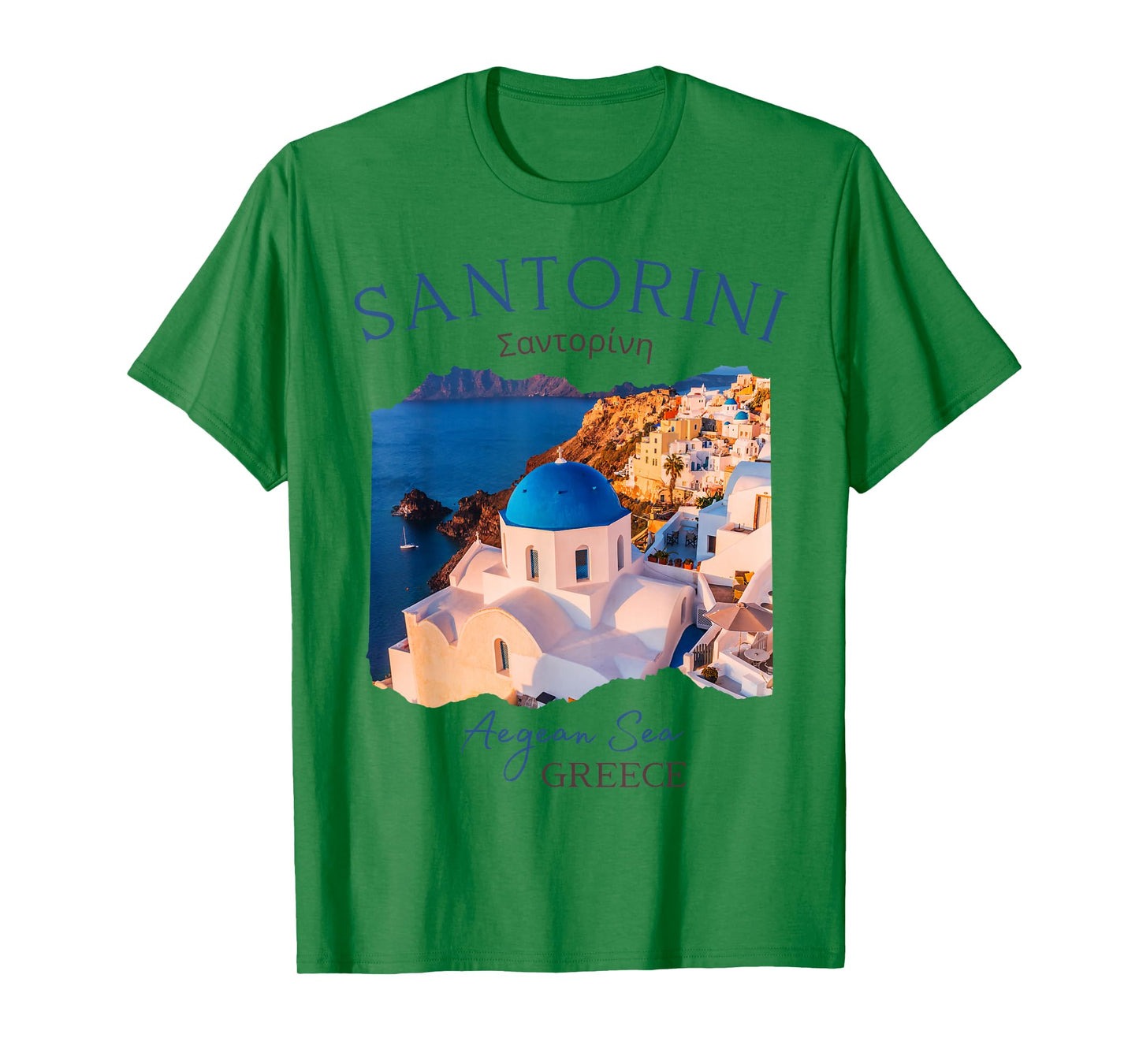 Greek Island Santorini Greece Oia Village Blue Church T-Shirt