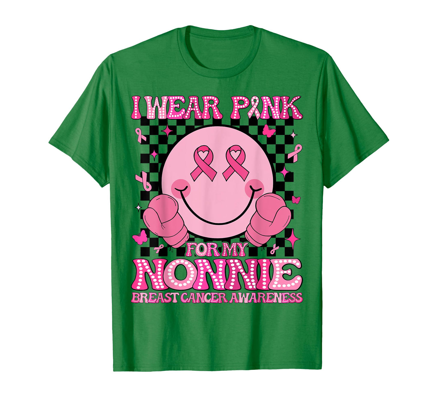 I Wear Pink For My Nonnie Breast Cancer Awareness Groovy T-Shirt