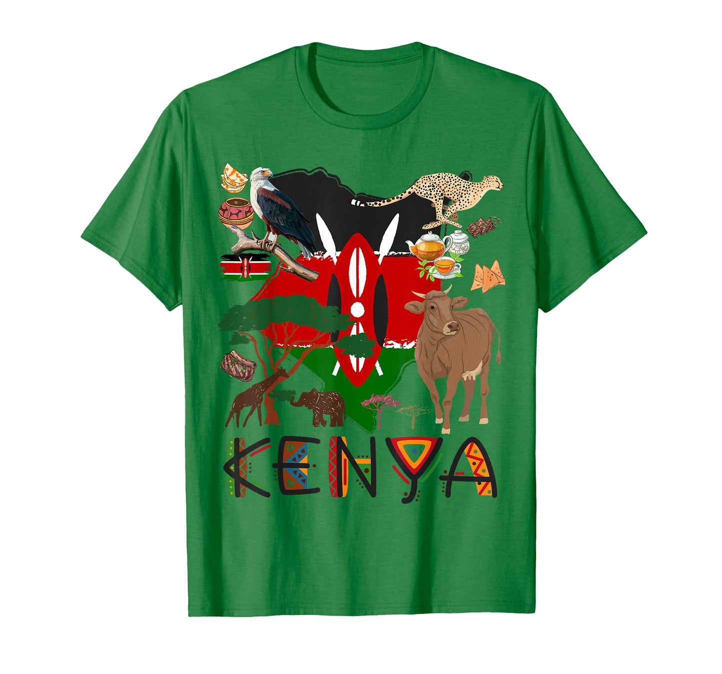 Kenya Flag Outfit Idea For Kids Kenya Food Kenyan Heritage T-Shirt