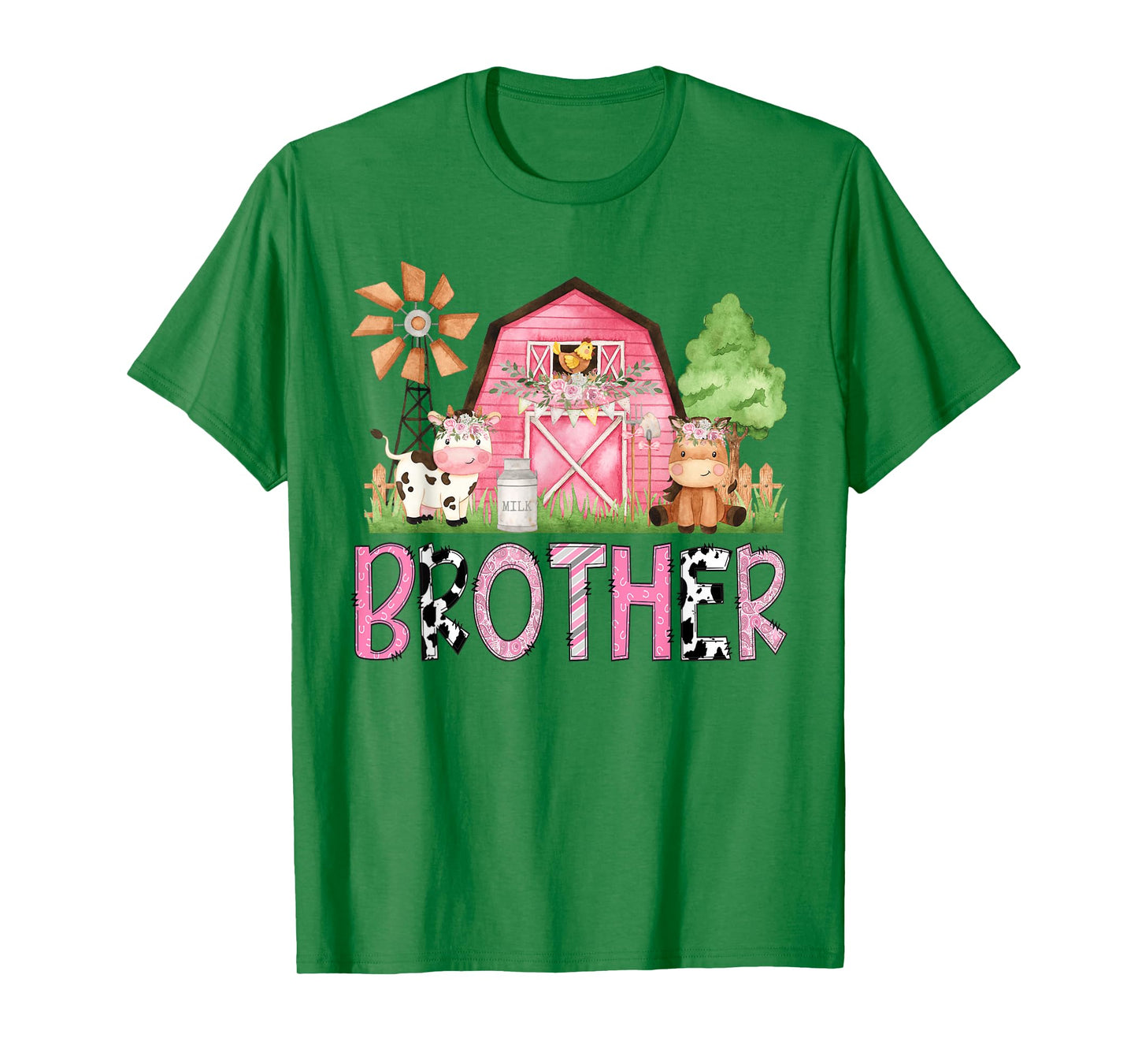 Brother Pink Farm Animal Birthday Kids Matching Family T-Shirt
