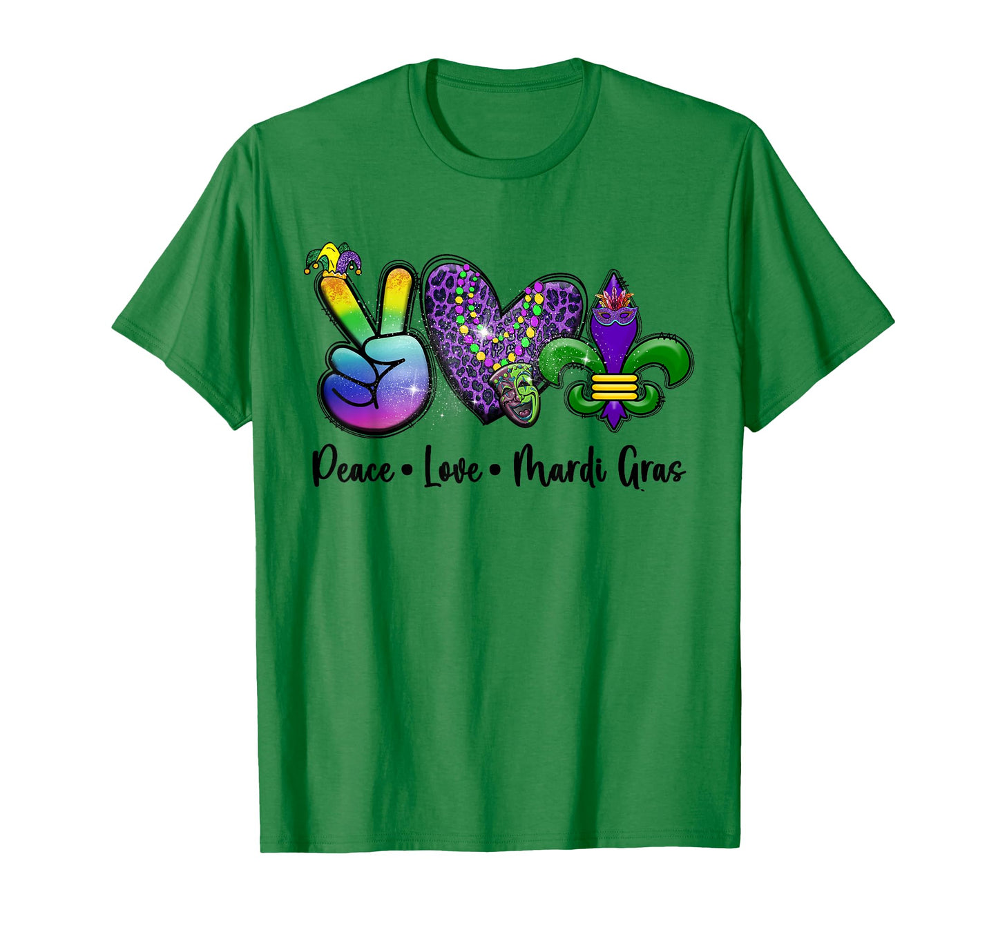 Peace Love Mardi Gras Jester Women Kids Mardi Gras Parade T-Shirt