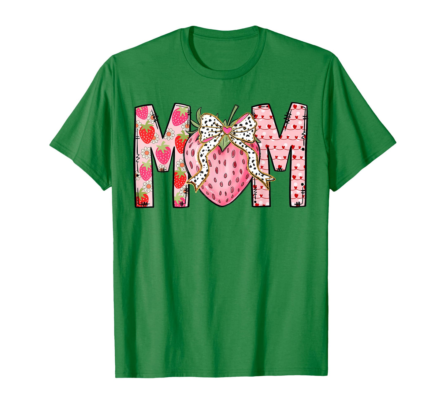 Mom Strawberry Coquette Bow Happy Valentine's Day 2025 T-Shirt