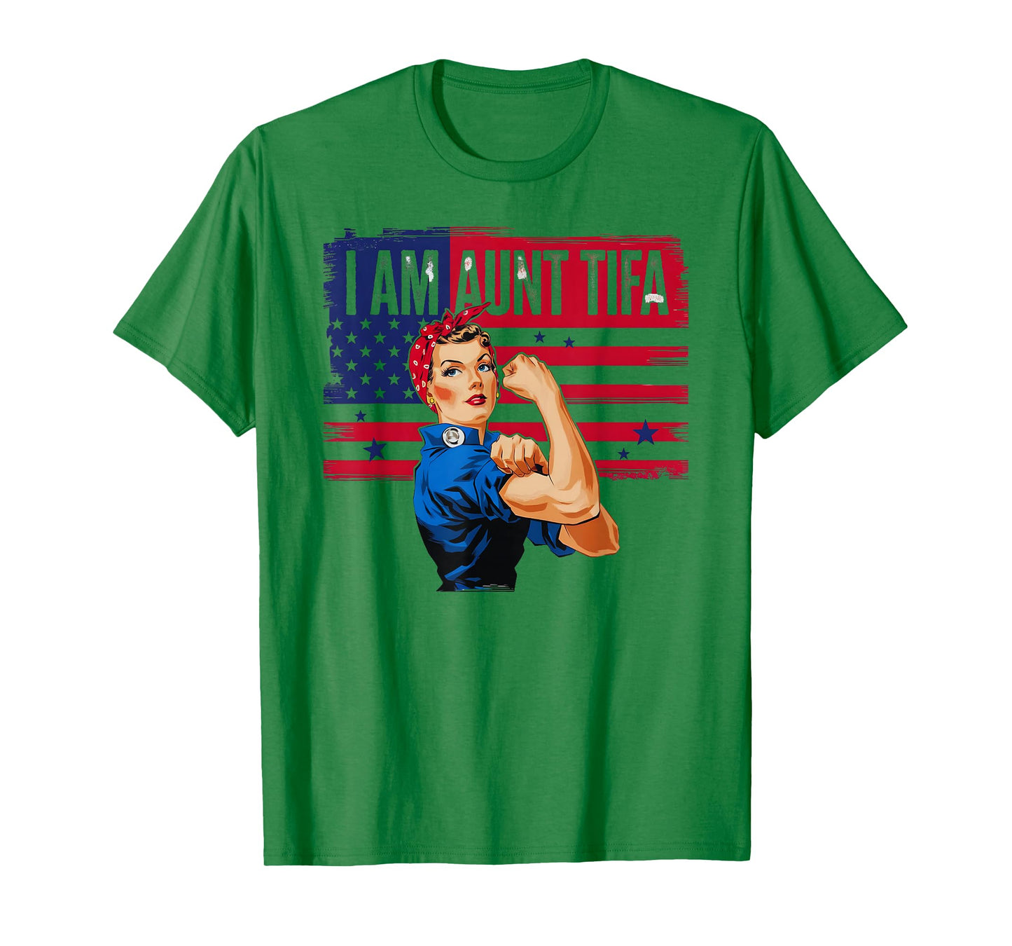 I Am Aunt Tifa Woman's Girl America Flag T-Shirt