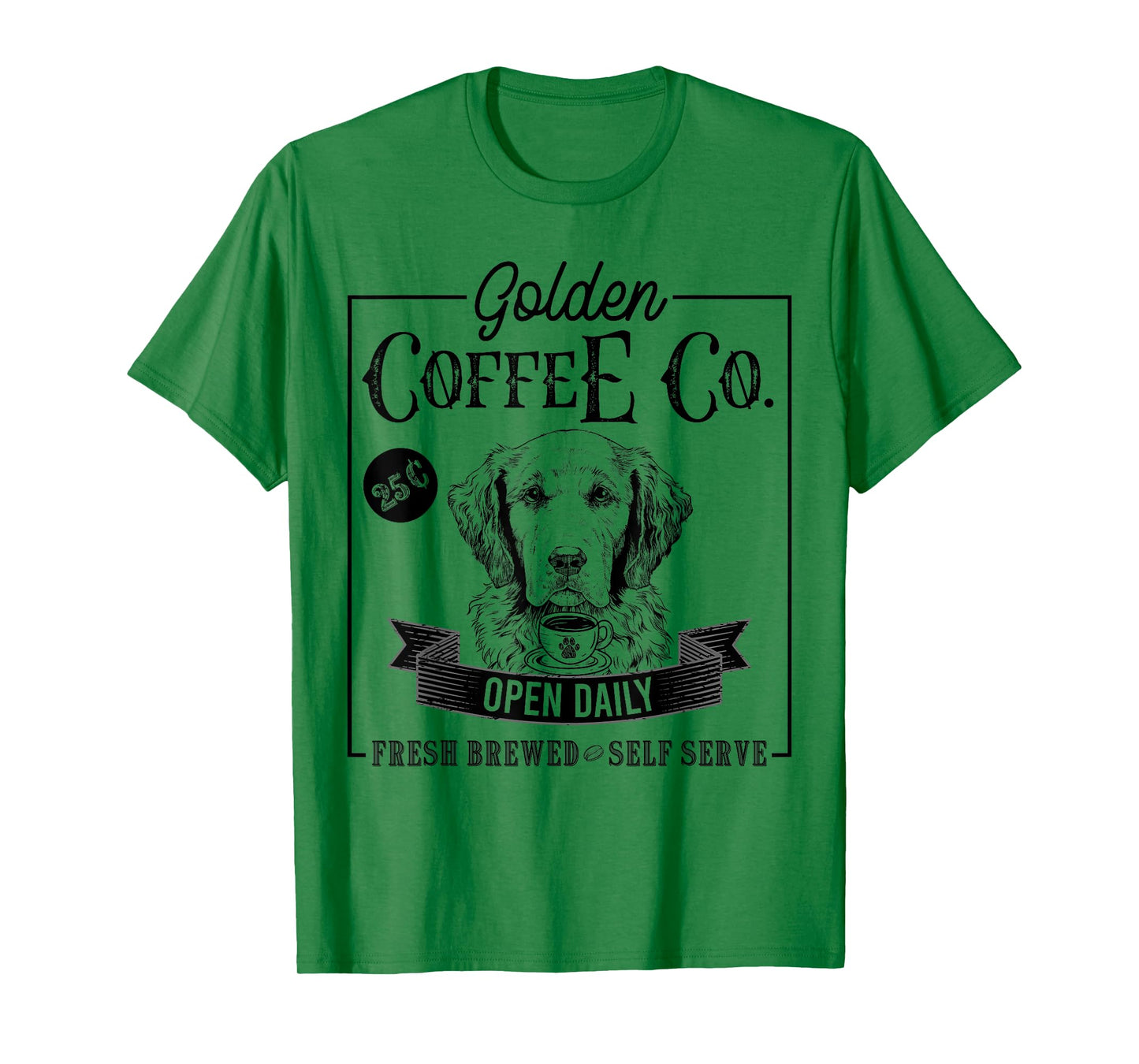 Retro Golden Retriever Coffee Funny Dog Mom Coffee Lover Men Women Girls Kids T-Shirt