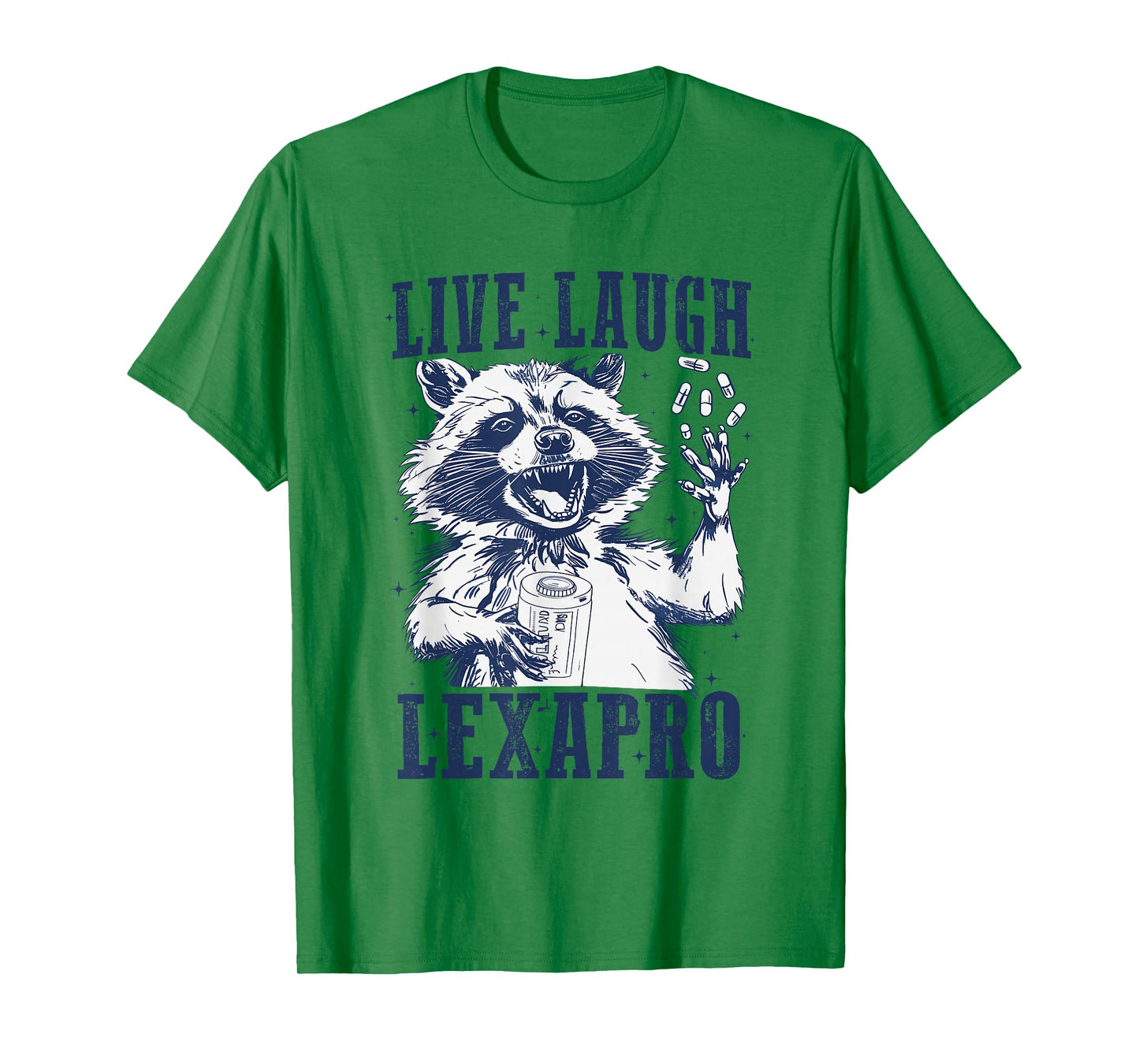 Live Laugh Lexapro Groovy Mental Health Awareness Raccoon T-Shirt