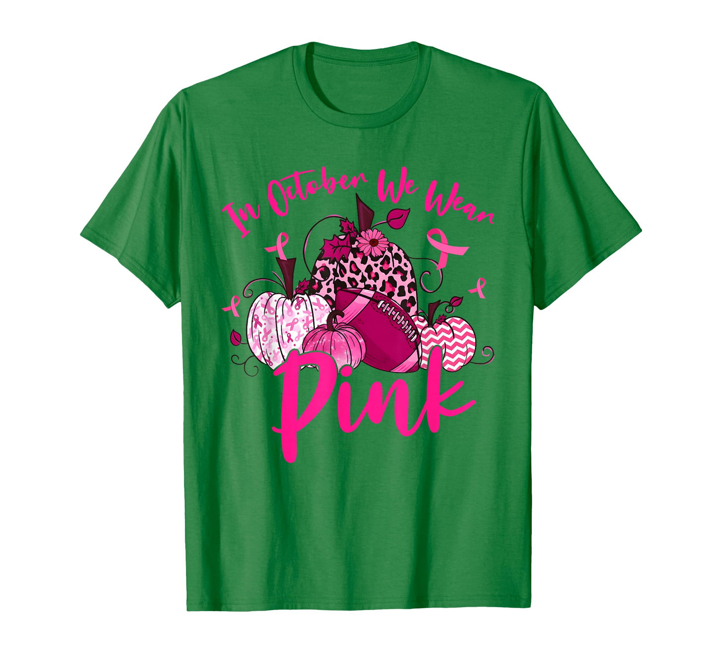 Coquette Bow Pumpkin in October We Wear Pink Breast Cancer T-Shirt