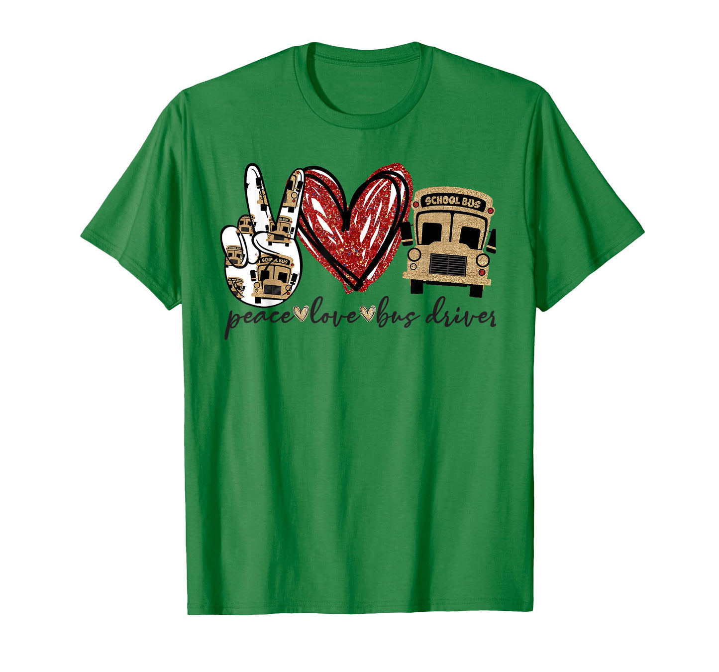 Peace Love Bus Driver Funny School Bus Driver Kids T-Shirt