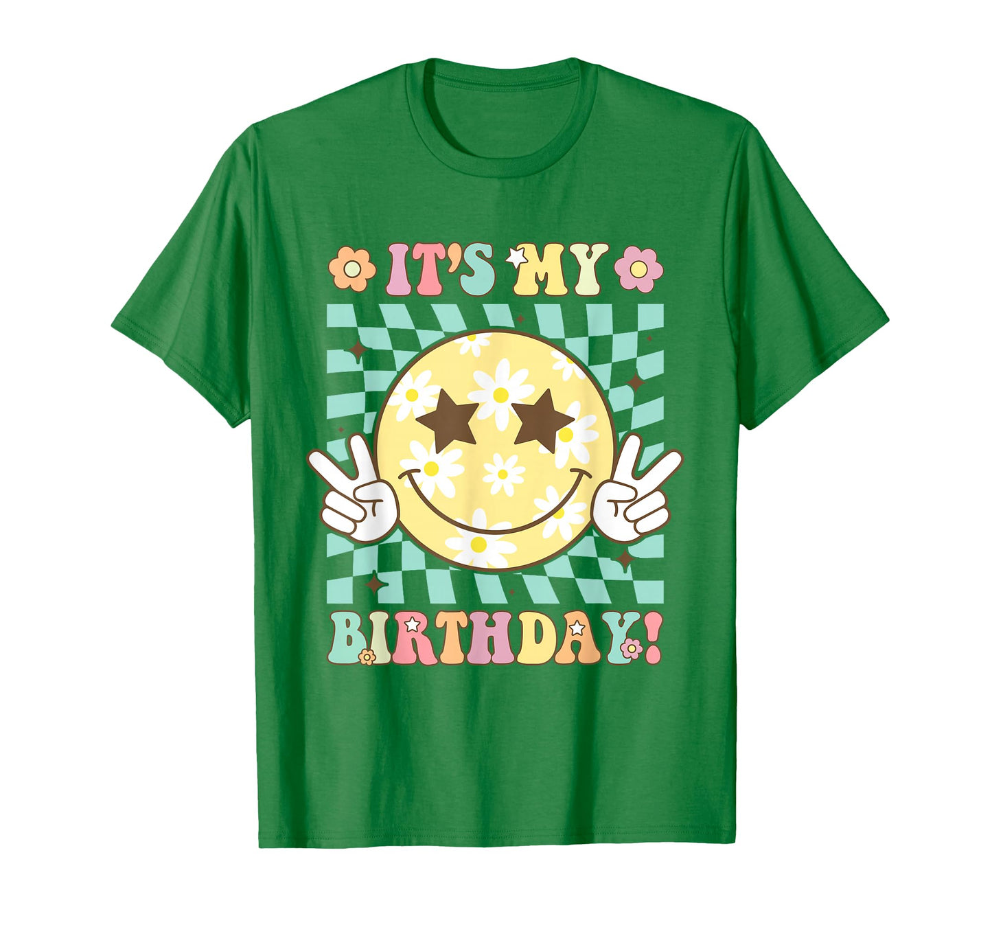 Groovy It's My Birthday Women Teens Girls Retro Smile Face T-Shirt