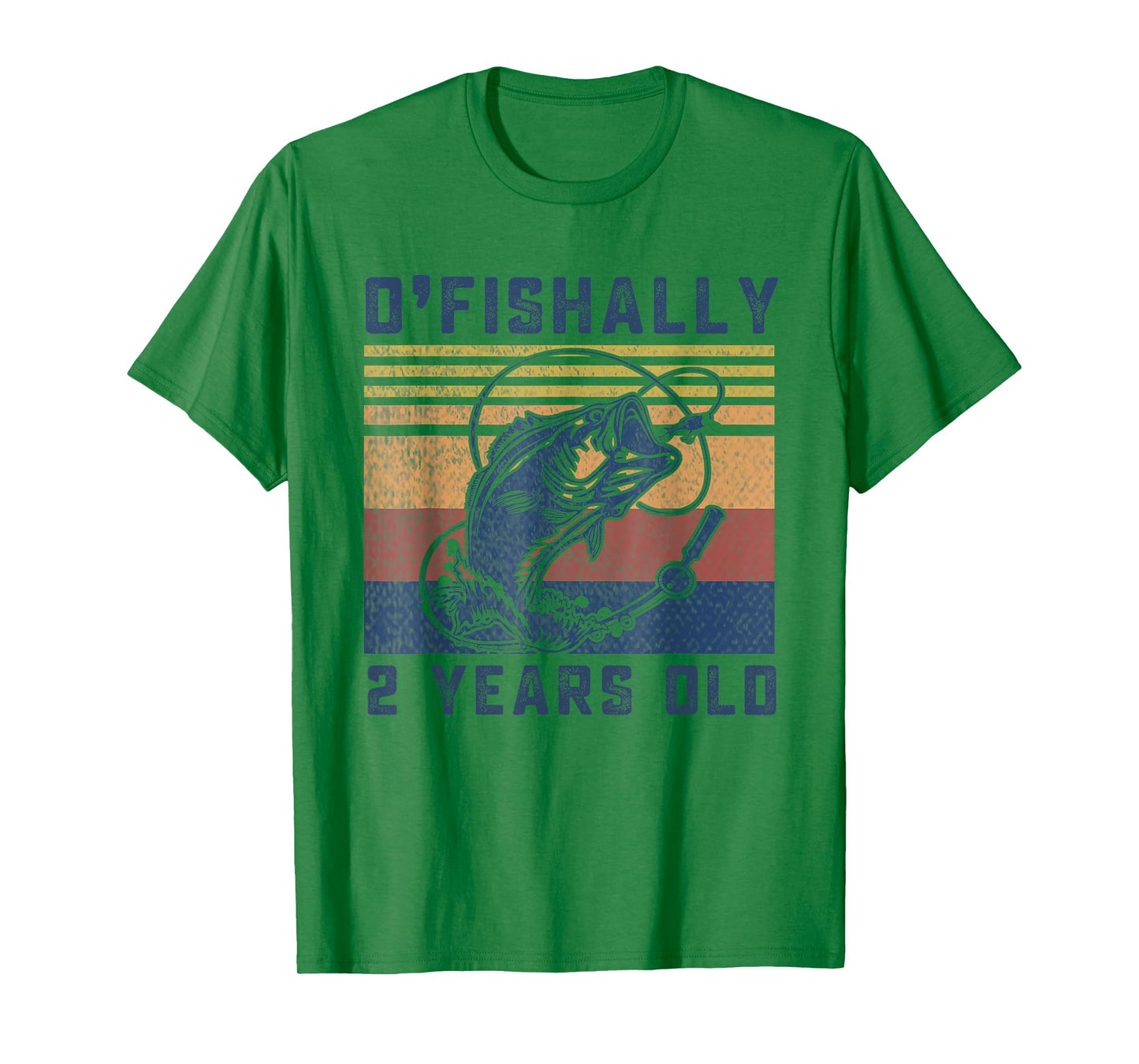 Ofishally 2 Year Old Shirt 2nd Birthday Fishing US Flag T-Shirt