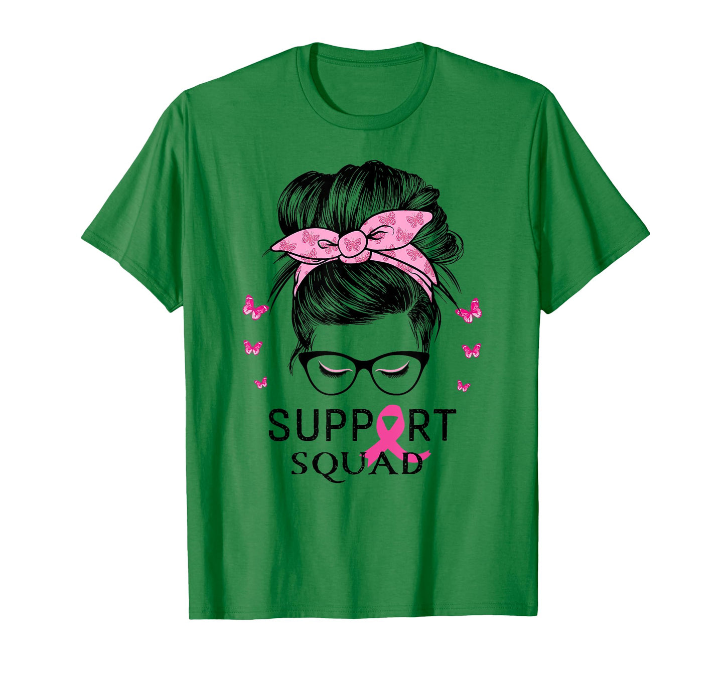 Support Squad Messy Bun Breast Cancer Awareness T-Shirt