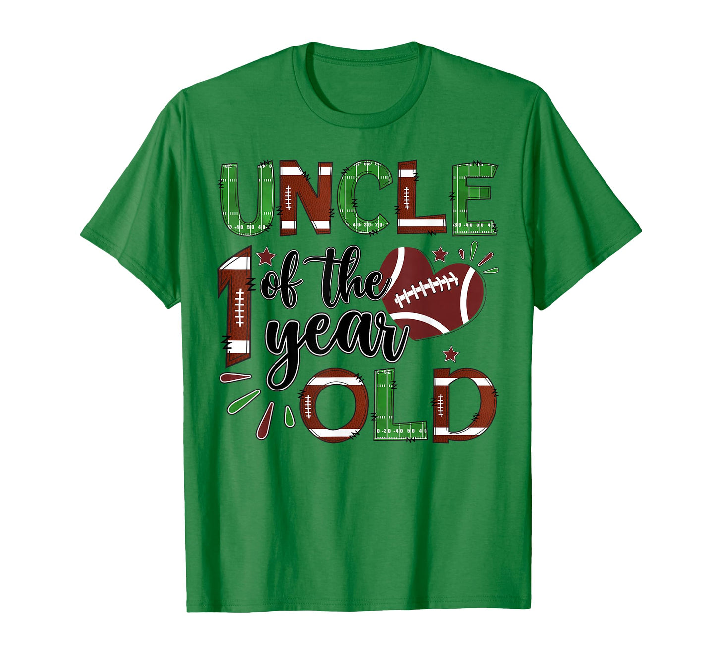 Uncle Of The 1 Year Old Football 1St Year Down Birthday T-Shirt