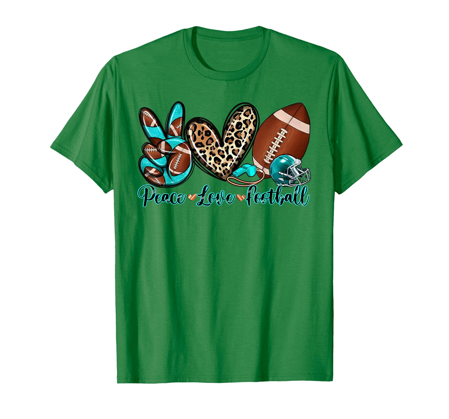 Peace Love Football Leopard American Football Lover T-Shirt