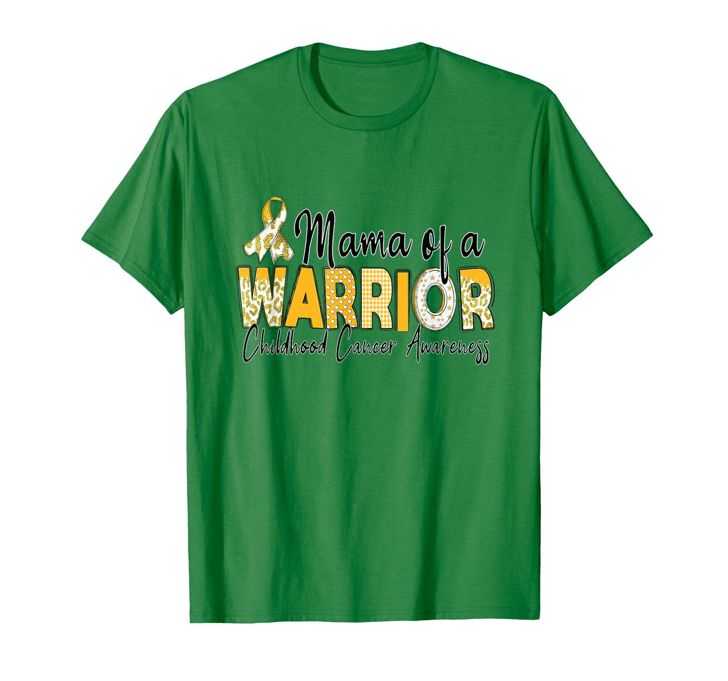 Mom of a Warrior Childhood Cancer Awareness Yellow Ribbon T-Shirt