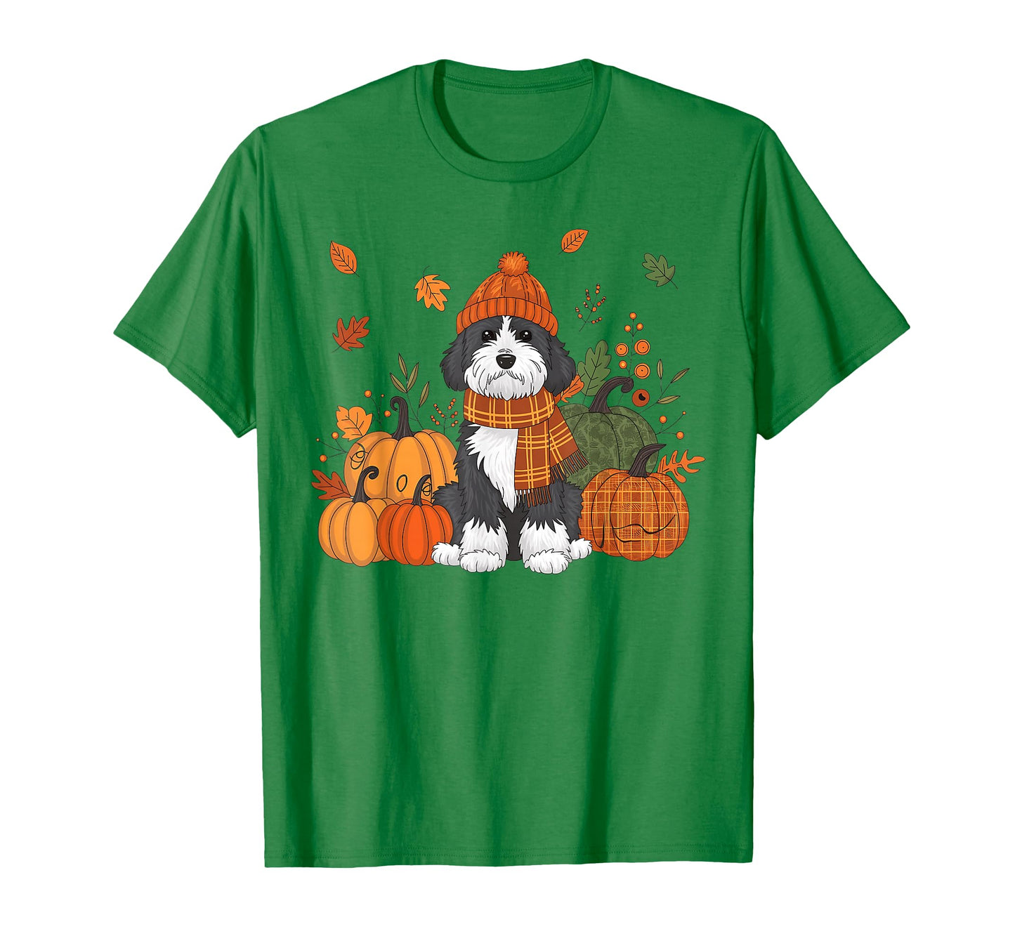 Bernedoodle Thanksgiving Leopard Pumpkins Fall Leaves Lover T-Shirt