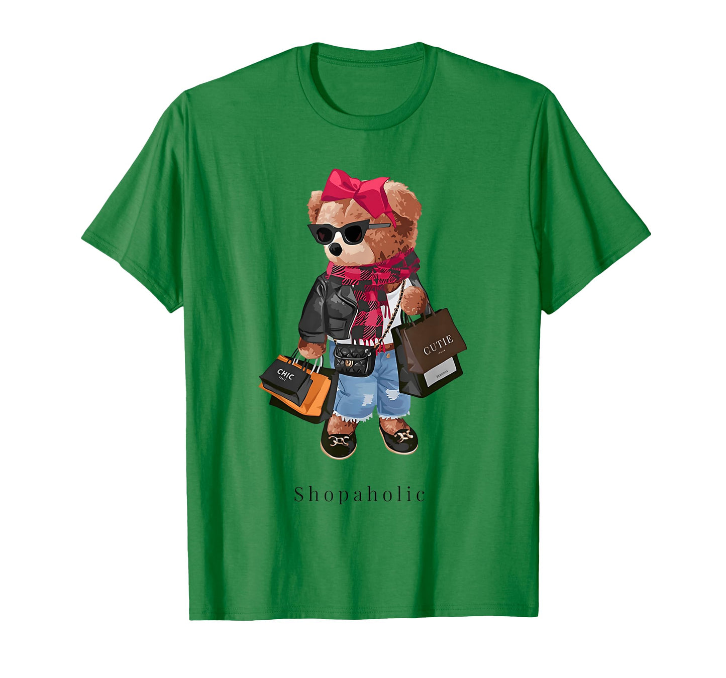 Cute Teddy Bear Shopaholic Fashionista Shopping T-Shirt
