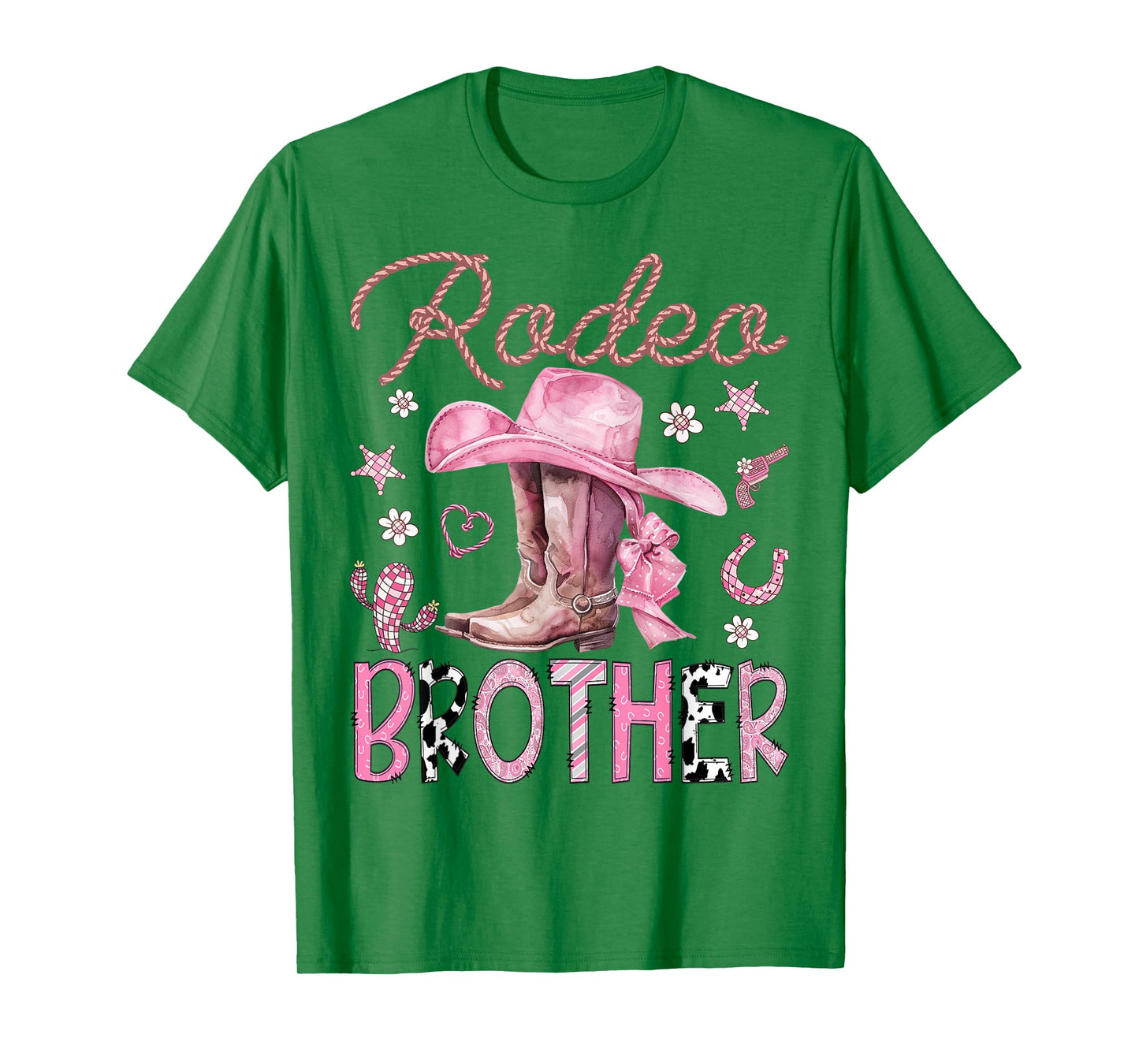 Rodeo Brother Pink CowGirl Coquette Boots Birthday Girl T-Shirt