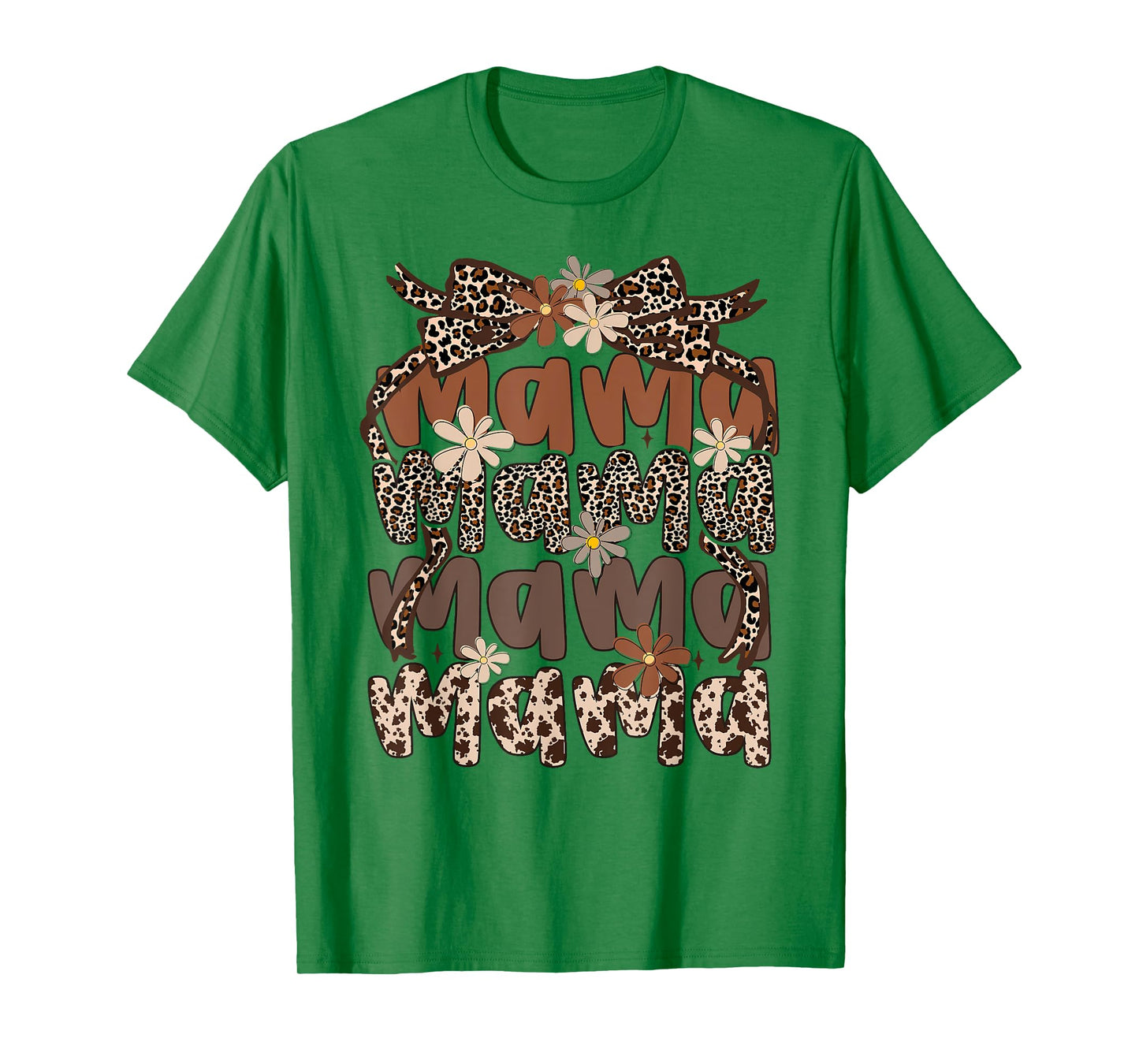Retro Leopard Mama Cute Mom Retro Coquette Bow Mother's Day T-Shirt