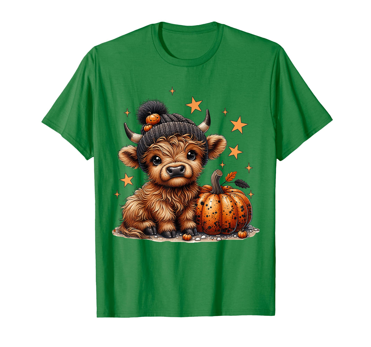 Moo Highland Cow Halloween Pumpkin Season Women Girls Kids T-Shirt