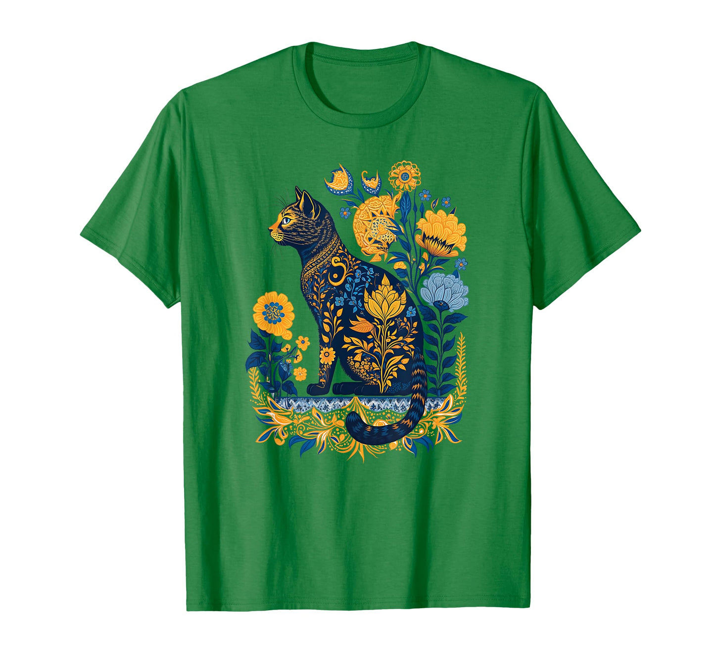 Ukraine Cat Cute Floral Vintage Ukrainian Flag & Vyshyvanka Men Women Kids T-Shirt