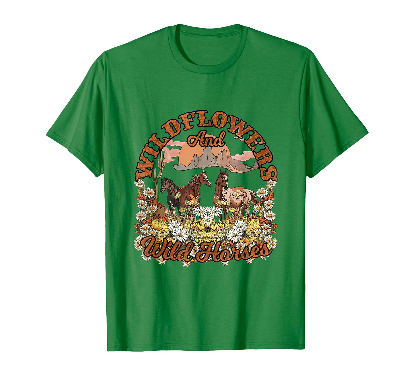 Wildflowers and Wild Horses Nature Beauty Country Outdoors T-Shirt
