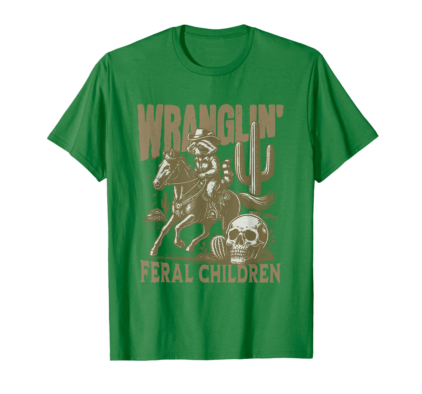 Retro Cowboy Wranglin' Feral Children Racoon 90s Western T-Shirt