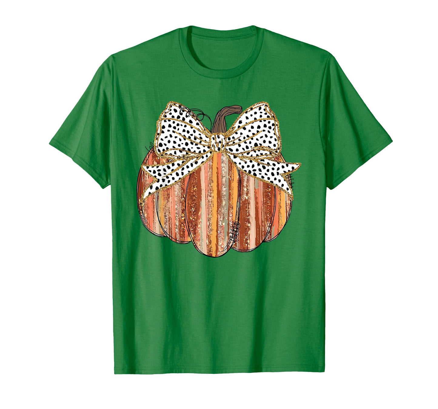 Coquette Bow Pumpkin Season Autumn Fall Leaves Thanksgiving T-Shirt