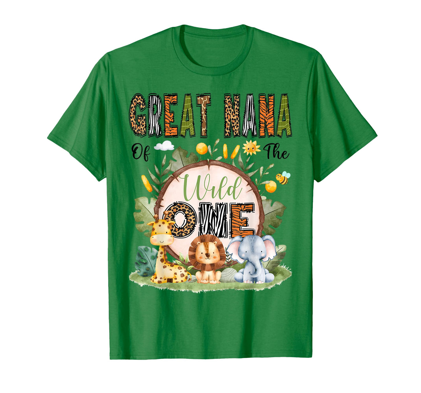 Great Nana Of The Wild One 1St Birthday Boy Safari Jungle T-Shirt
