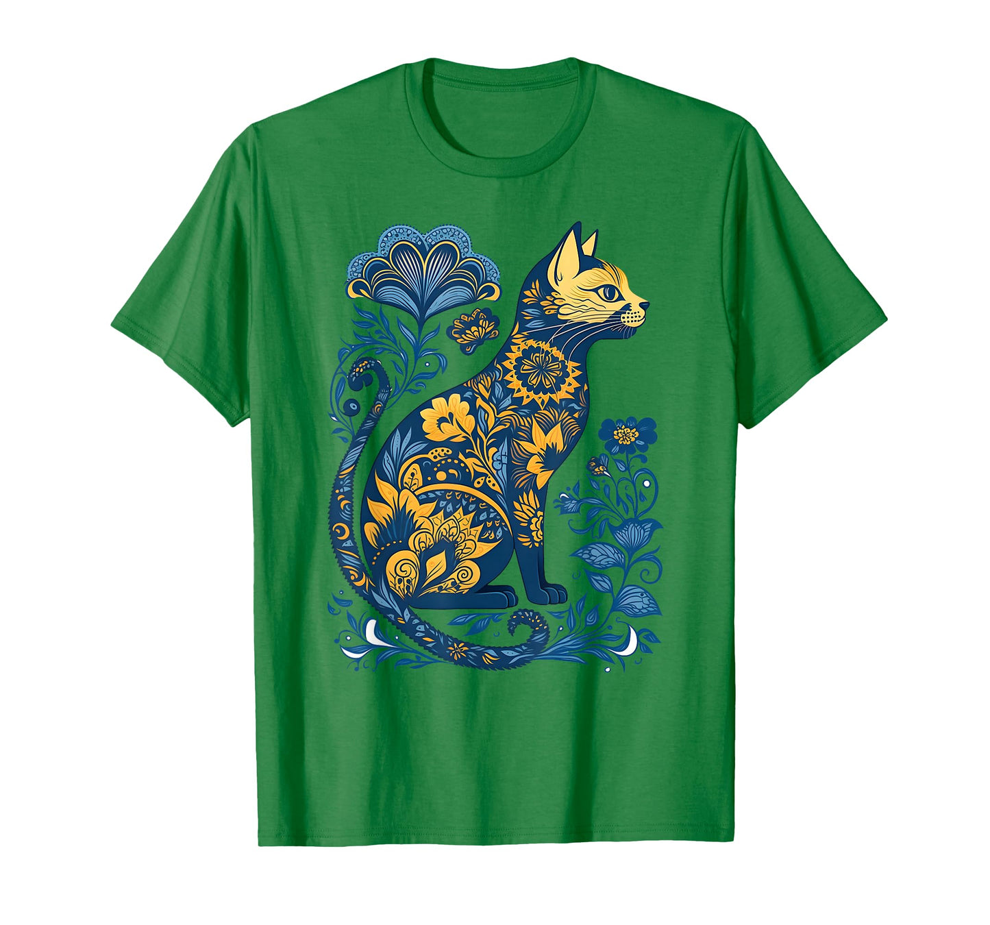 Ukraine Cat Floral Vintage Ukrainian Flag & Vyshyvanka Style T-Shirt