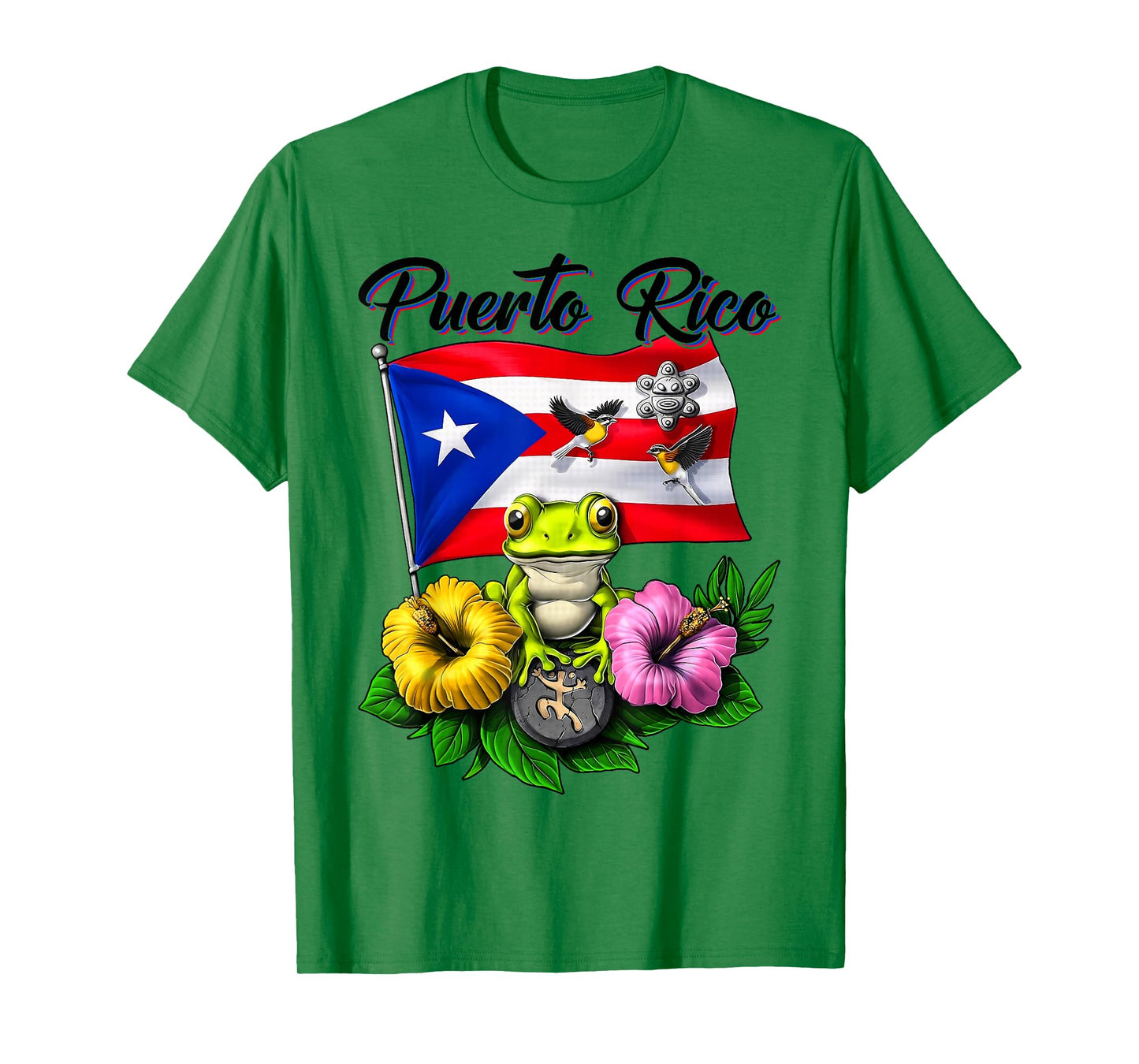 Funny Boricua Coqui Frog Taino Puerto Rico Puerto Rican Flag T-Shirt