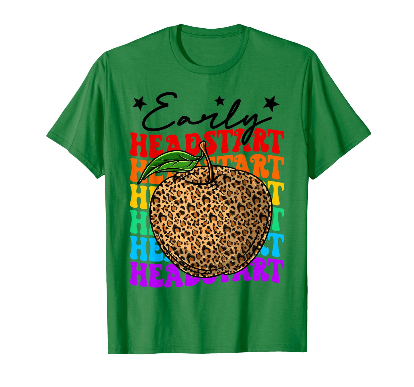 Groovy Early Headstart Teacher Leopard Apple Back To School T-Shirt