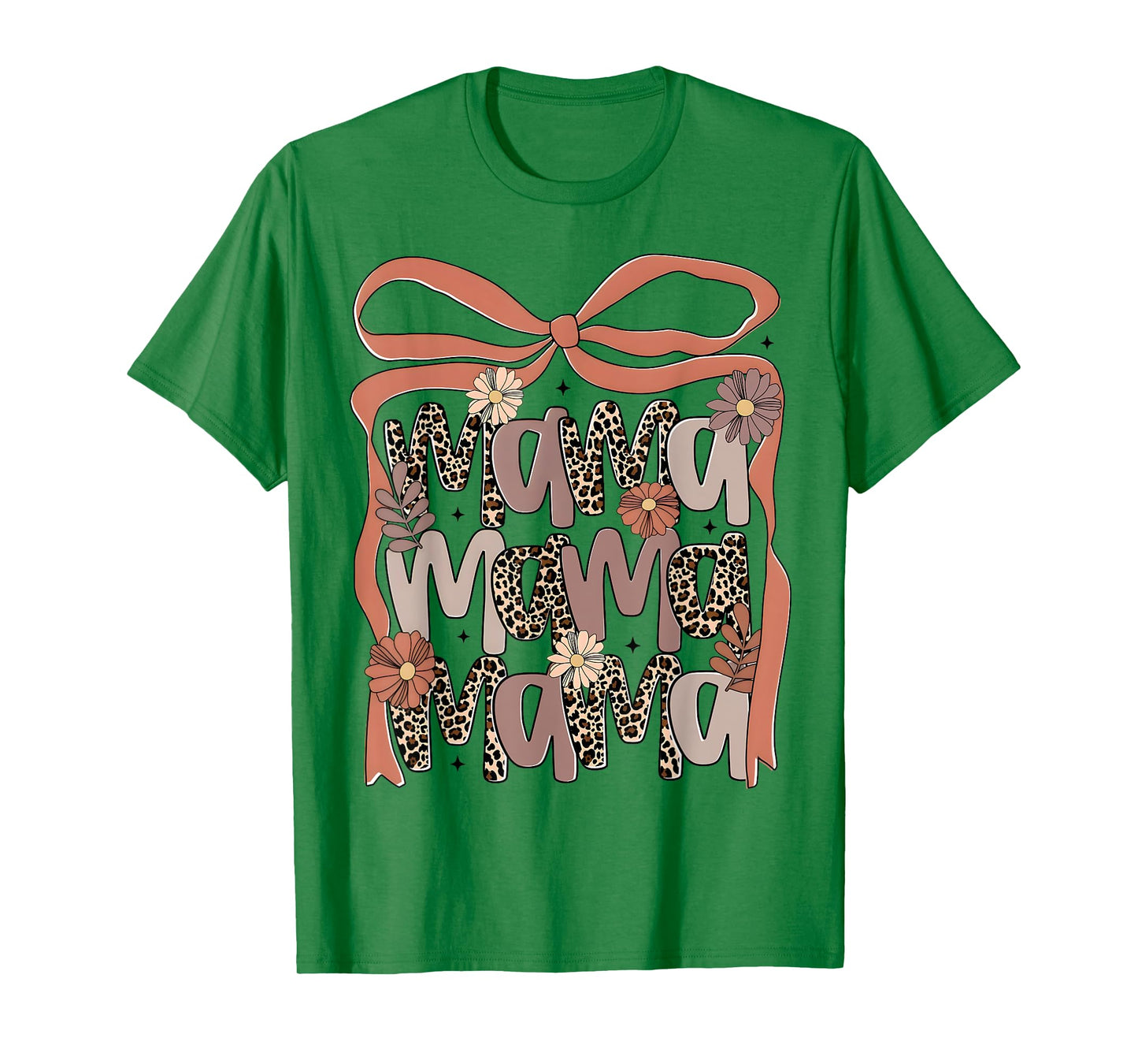 Leopard Mama Flower Coquette Boho Floral Mama Mothers Day T-Shirt