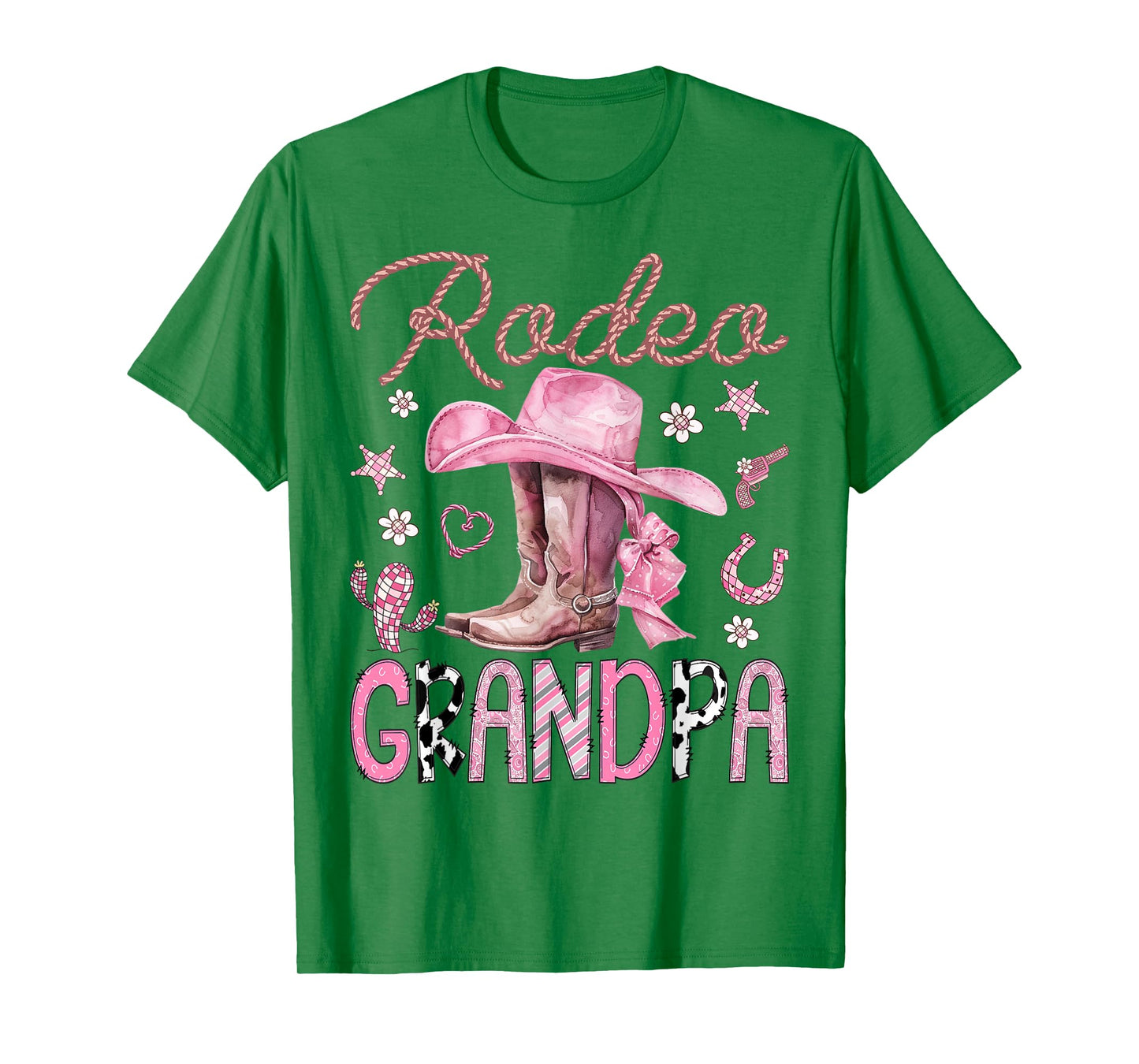 Rodeo Grandpa Pink CowGirl Coquette Boots Birthday Girl T-Shirt
