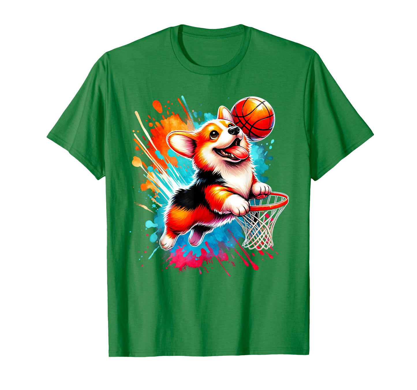 Corgi Basketball Player Colorful T-Shirt