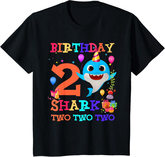 2 Year Old 2nd Birthday Shark Boys girls Toddlers T-Shirt