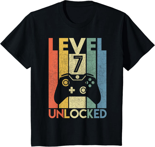 Level 7 Unlocked Funny Video Gamer 7th Birthday Gift T-Shirt