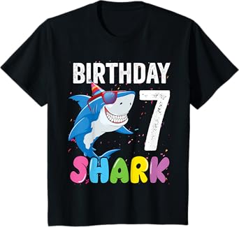 7th Birthday Shark Shirt JawSome Seven Year Old Kids T-Shirt