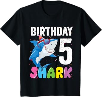 5th Birthday Shark Shirt JawSome Fifth Year Old Kids T-Shirt