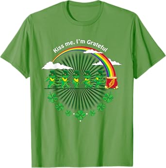 Kiss Me I'm Grateful Leprechauns Rainbow St Patricks Day T-Shirt