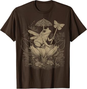 Cute Fairycore Floral Frog Aesthetic Girls Women Graphic T-Shirt